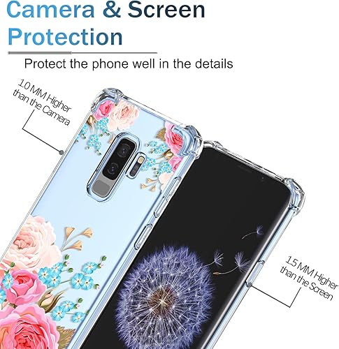 Miniatura 2 de Funda para Galaxy S9 Plus Samsung S9 Plus transparente con patrón de flores de poliuretano termoplástico suave, a prueba de golpes, antiarañazos,