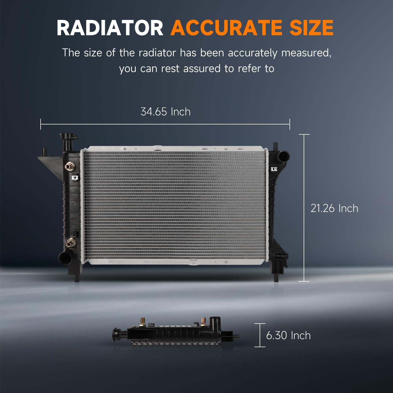 OCPTY For Ford Mustang CU1488 Radiator Replacement Compatible with 1994-1996 Ford Mustang 3.8L/1994-1995 Ford Mustang 5.0L,24" W X 14-7/8" H x 1" D, 1-1/2" Inlet, 1-3/4" Outlet Engine Coolant Radiator