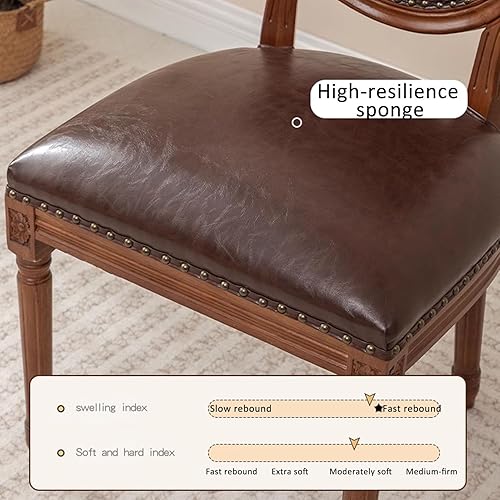 Miniatura 4 de JKGHK - Sillas de comedor, sillas de cocina de madera, silla lateral tapizada de cuero para habitación con respaldo redondo, juego de sillas de sala