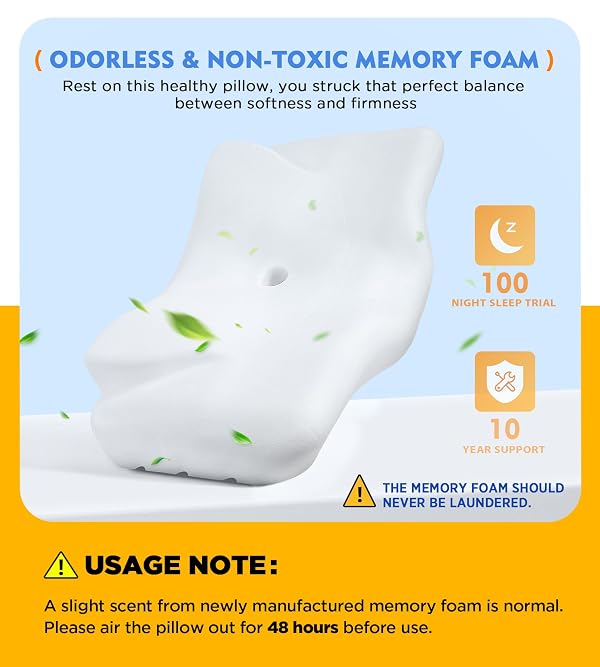 Osteo Cervical Pillow for Neck Pain Relief, Hollow Design Odorless Memory Foam Pillows with Cooling Case, Adjustable Orthopedic Bed Pillow for Sleeping, Support for Side Back Sleepers by Osteo - Image 5