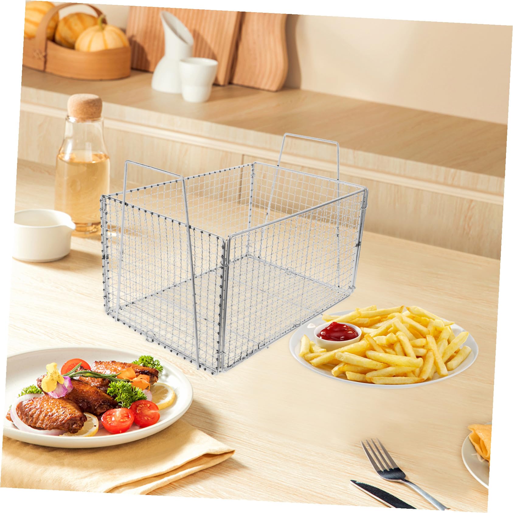 Cestello Pieghevole per Lavare Frutta e Verdura per Friggere in Acciaio Inossidabile Scolapasta Design Portatile per Cucina