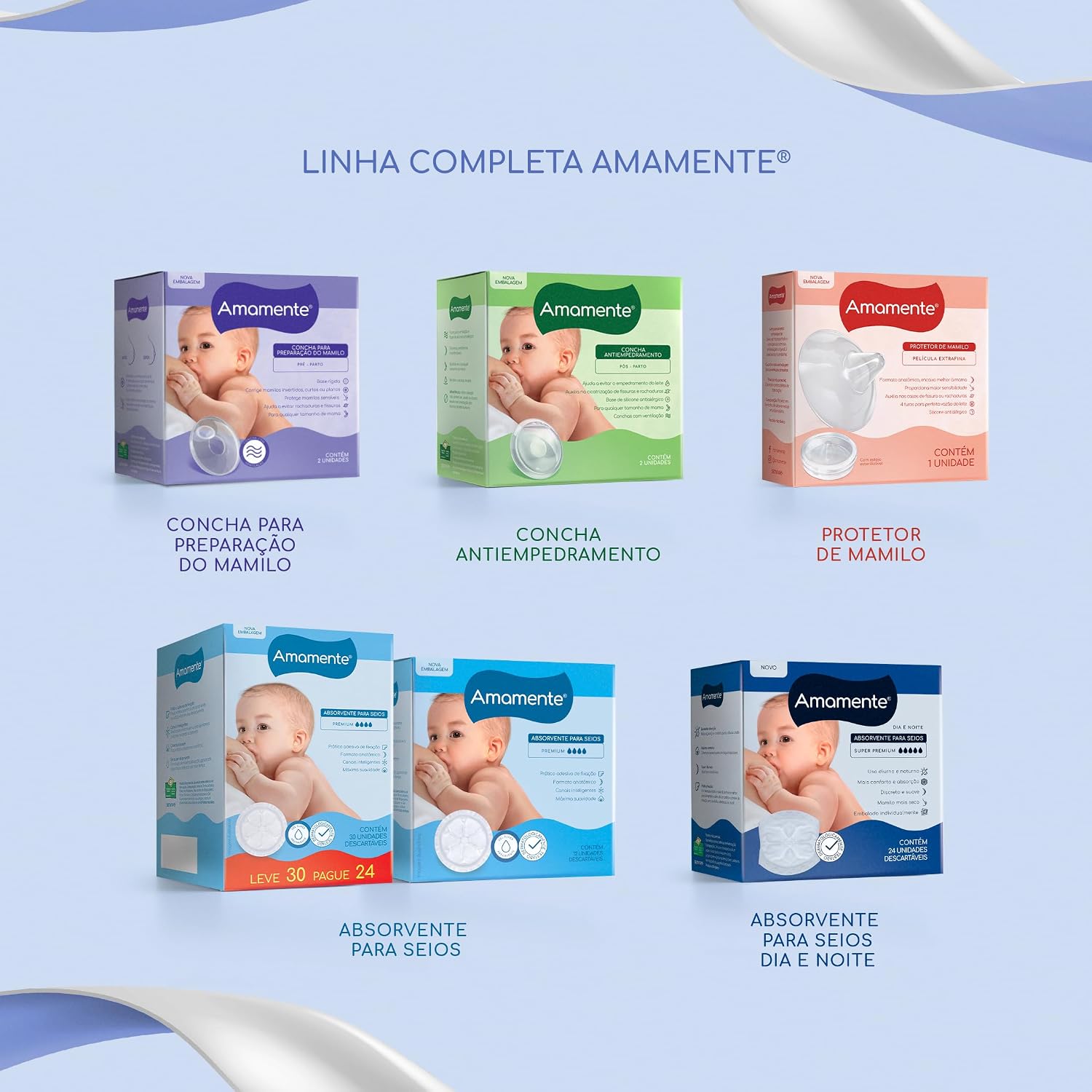 AMAMENTE Concha Antiempedramento - Base Flexível (Pós-Parto) Amamente Pacote De 2