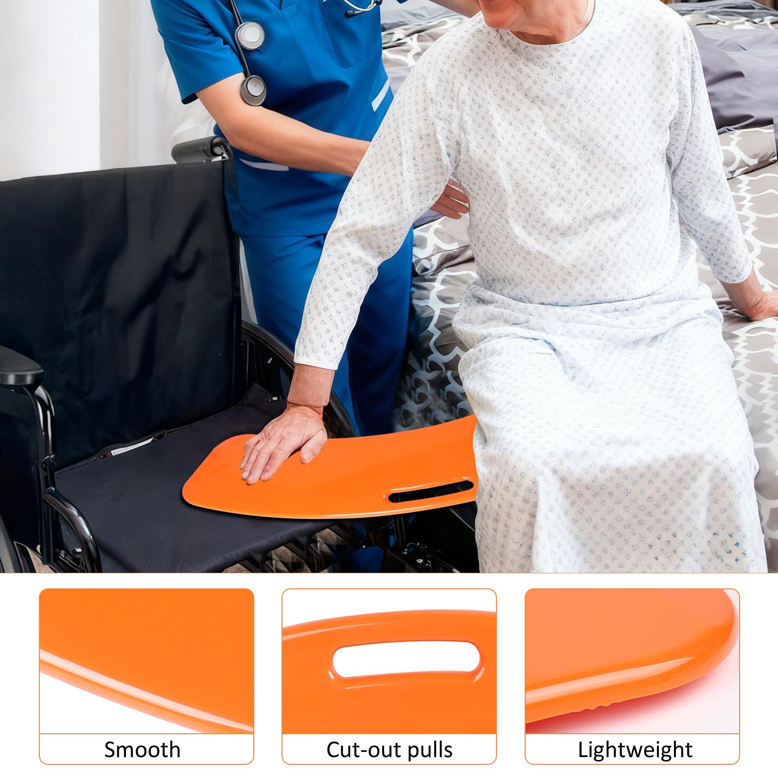 EXLECO Transferbrett, Rutschbrett für Rollstuhlfahrer 150 Kg, Patientenlifter Transferhilfen, Badewannen Einstiegshilfe für Behinderten Hilfsmittel, Transfer von Patienten aus dem Rollstuhl ins Bett