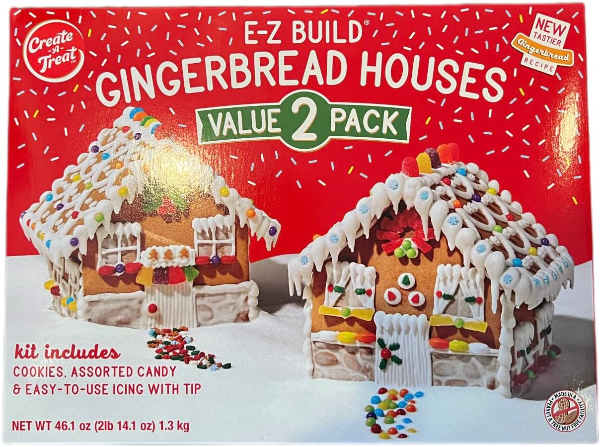 Create-A-Treat E-Z Build Gingerbread Houses, Value 2-Pack, 46.1 ounces
