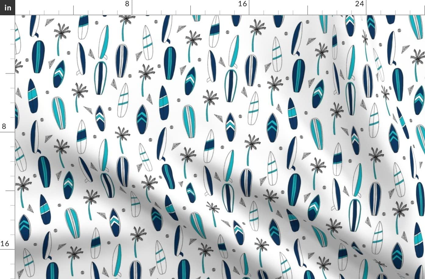 Spoonflower Fabric - Surfboard Surf Tropical Summer Navy White Beach Blue Printed on Organic Cotton Sateen Fabric by The Yard - Sewing Quilting Apparel Home Decor