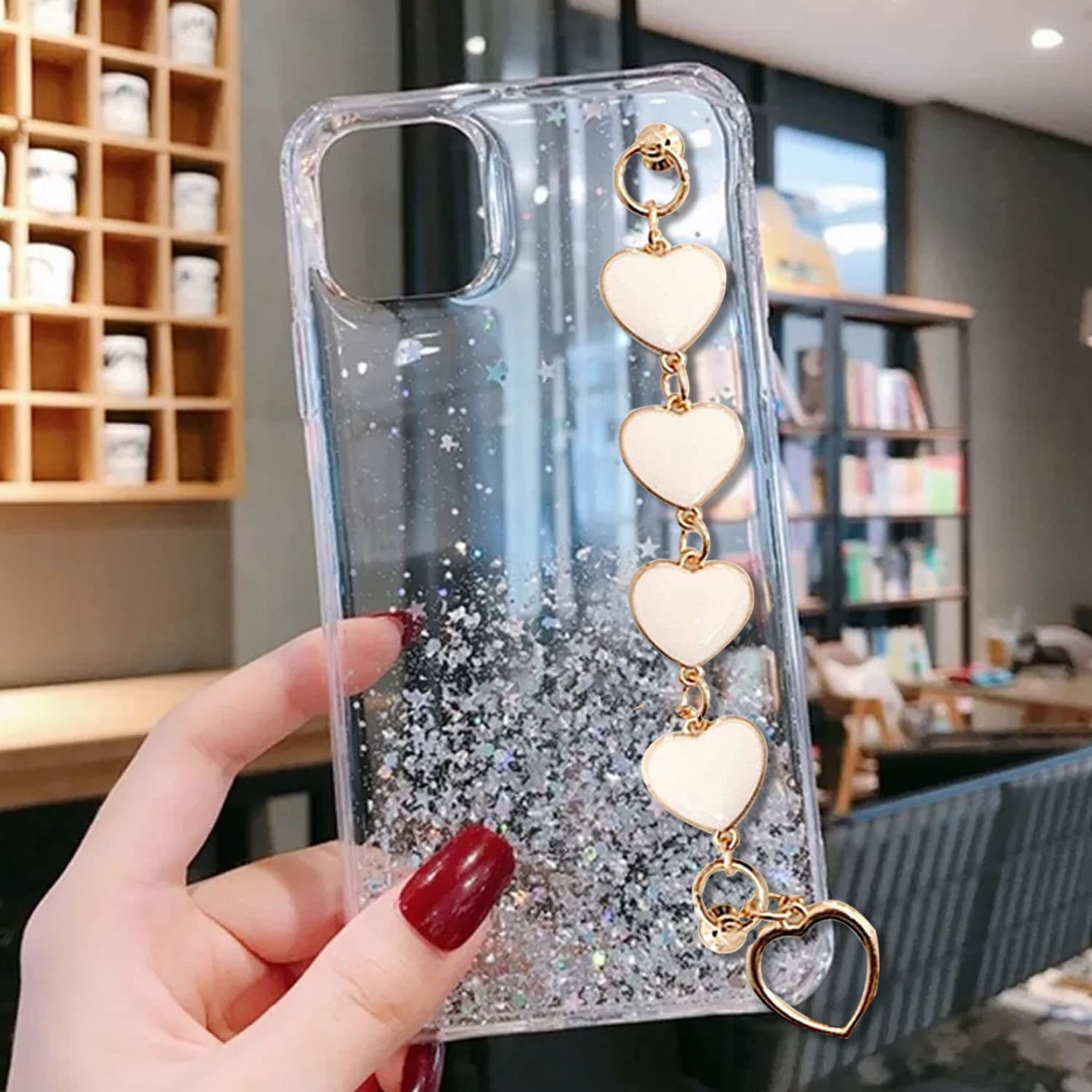 KC Back Cover for Oneplus 10R 5G, Dry Fixed Non Movable Glitters Marble Hearts Bracelet Chain Holder Soft Silicone Case (Transparent) (B0B76X5R7R) Amazon Price History, Amazon Price Tracker