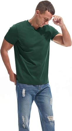 VEIISAR Men's V-Neck T-Shirt 190 g/m² Regular Fit Plain Colour Stretch Material Soft Basic Shirt