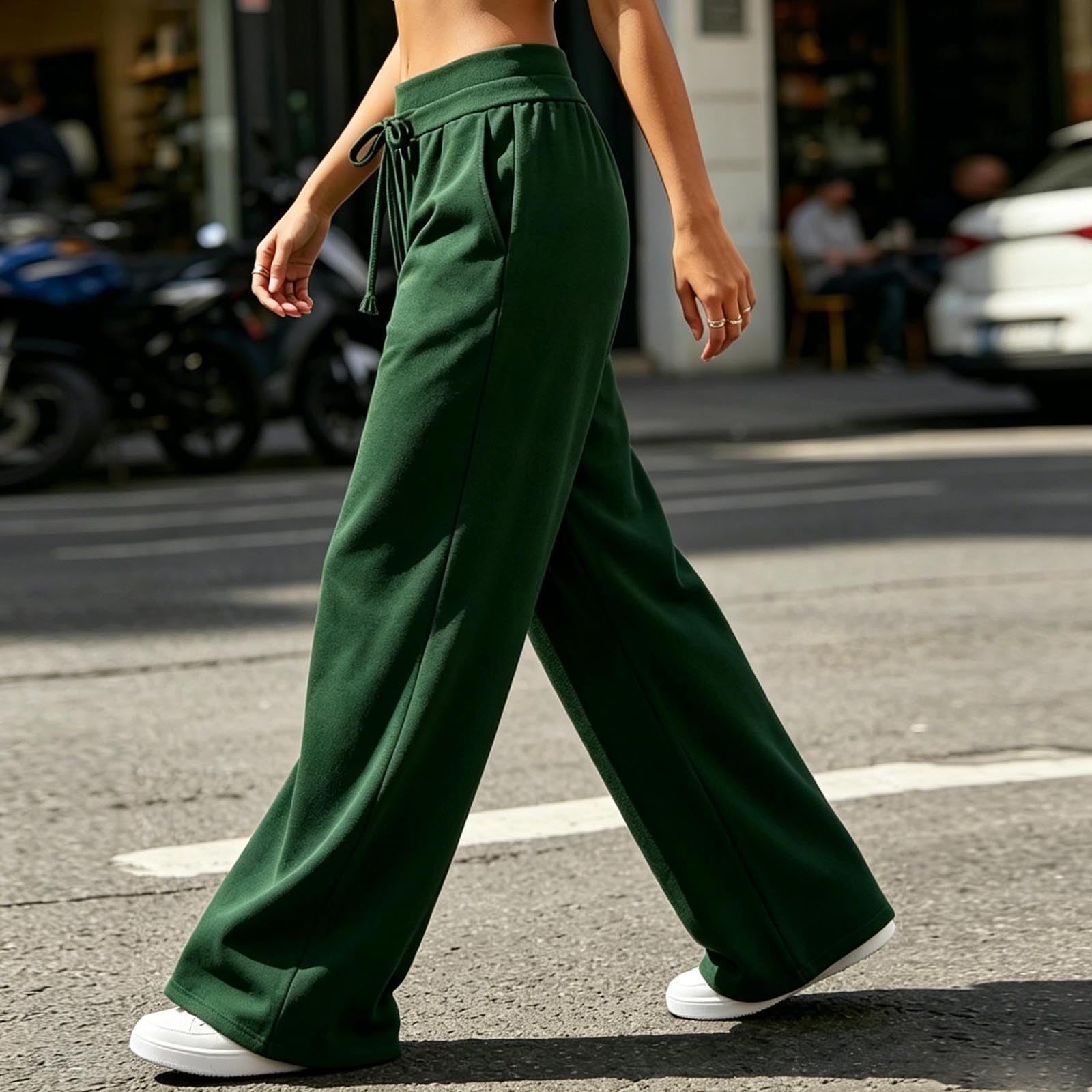 Generico Pantaloni da Jogging Donna Pantaloni Tuta a Vita Alta in Cotone Comodi Pantalone a Gamba Larga Larghi e Leggeri Pantalone Sportivi con Tasche Taglie Forti Pants Baggy per Yoga e Fitness