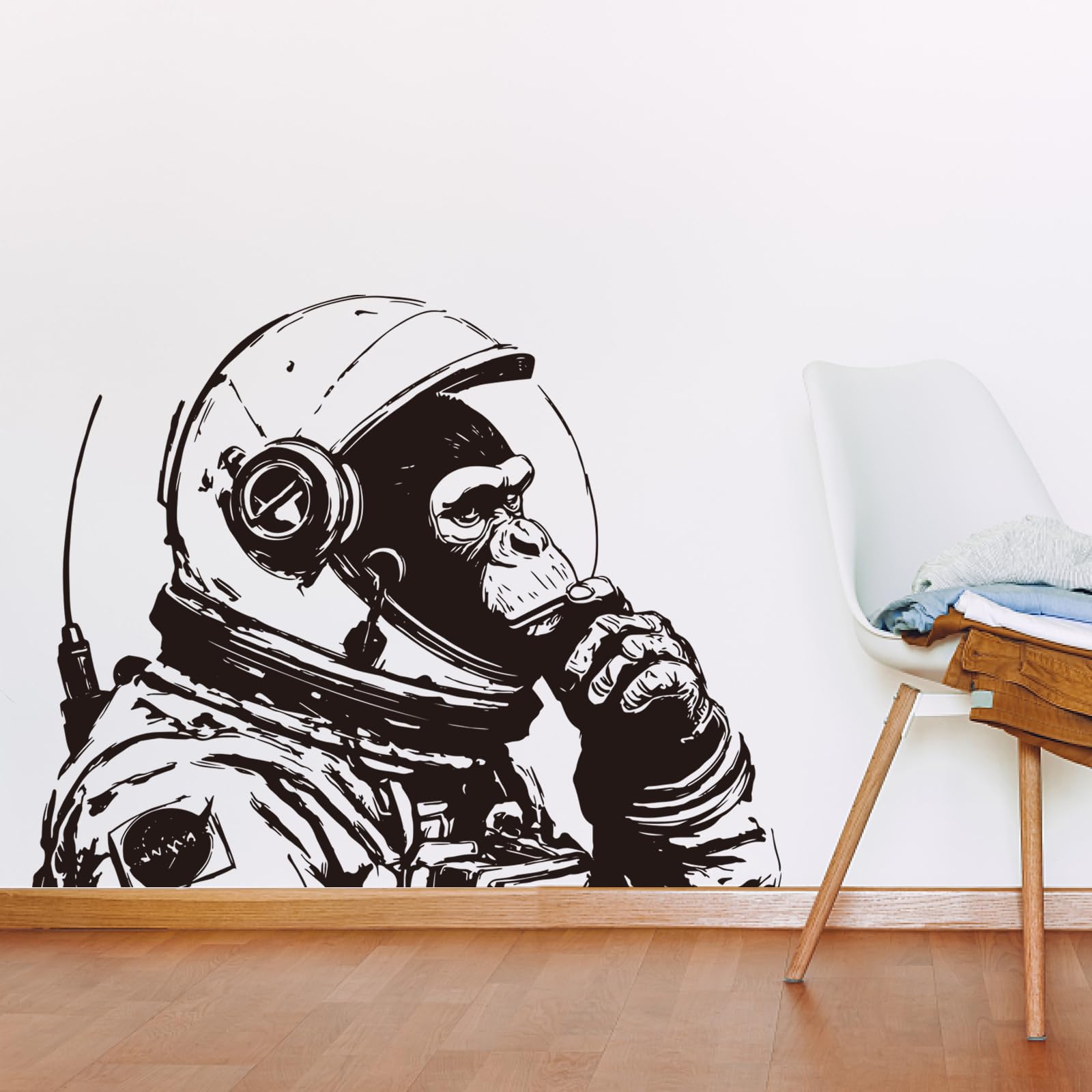PLIGREAT Banksy Monkey Wall Sticker, Astronaut Gorilla Wall Decal Graffiti Monkey Peel and Stick Walls Art Stickers for Boy Bedroom Living Room Playroom Decor, 90 x 30cm โ image 1