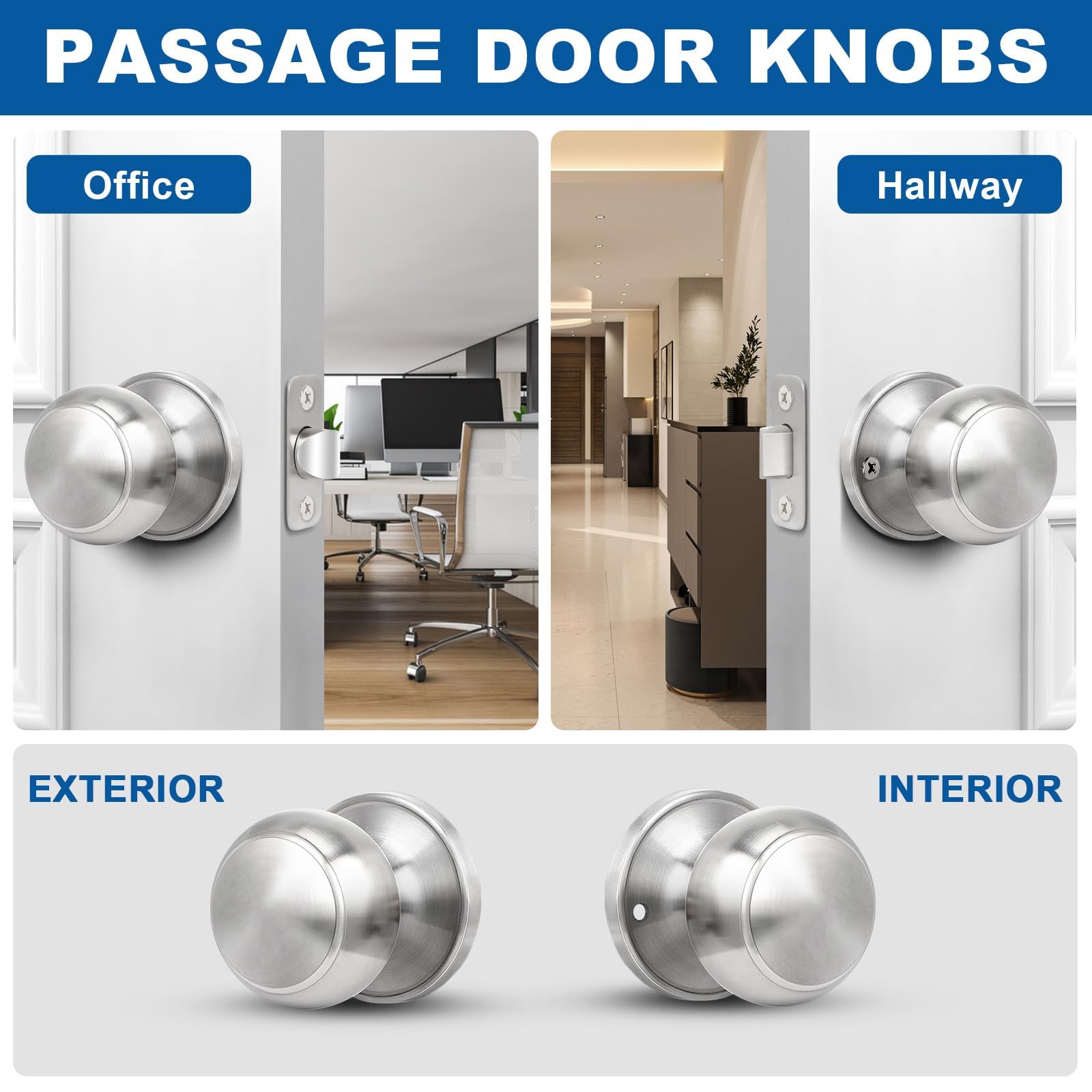 Brushed Nickel Door Knobs - 10 Pack -3
