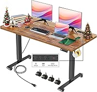 Vista 19 de Escritorio Eléctrico de Pie de Altura Ajustable, 55'' x 24'' Escritorio de Pie con Tomacorrientes y 2 Puertos USB, 4 Ruedas Giratorias, Rango