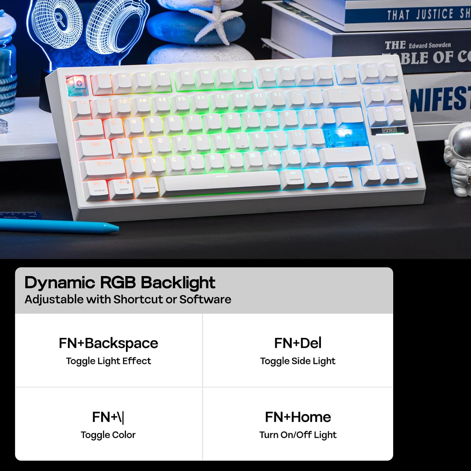 EPOMAKER G84 HE Wireless Hall Effect Keyboard, 8K Polling & 8000mAh, SOCD & DKS, Gaming Keyboard with Fast Trigger & Adjustable Actuation, RGB Backlit, PBT Keycap, Hot-Swap, for Win/Mac (White)