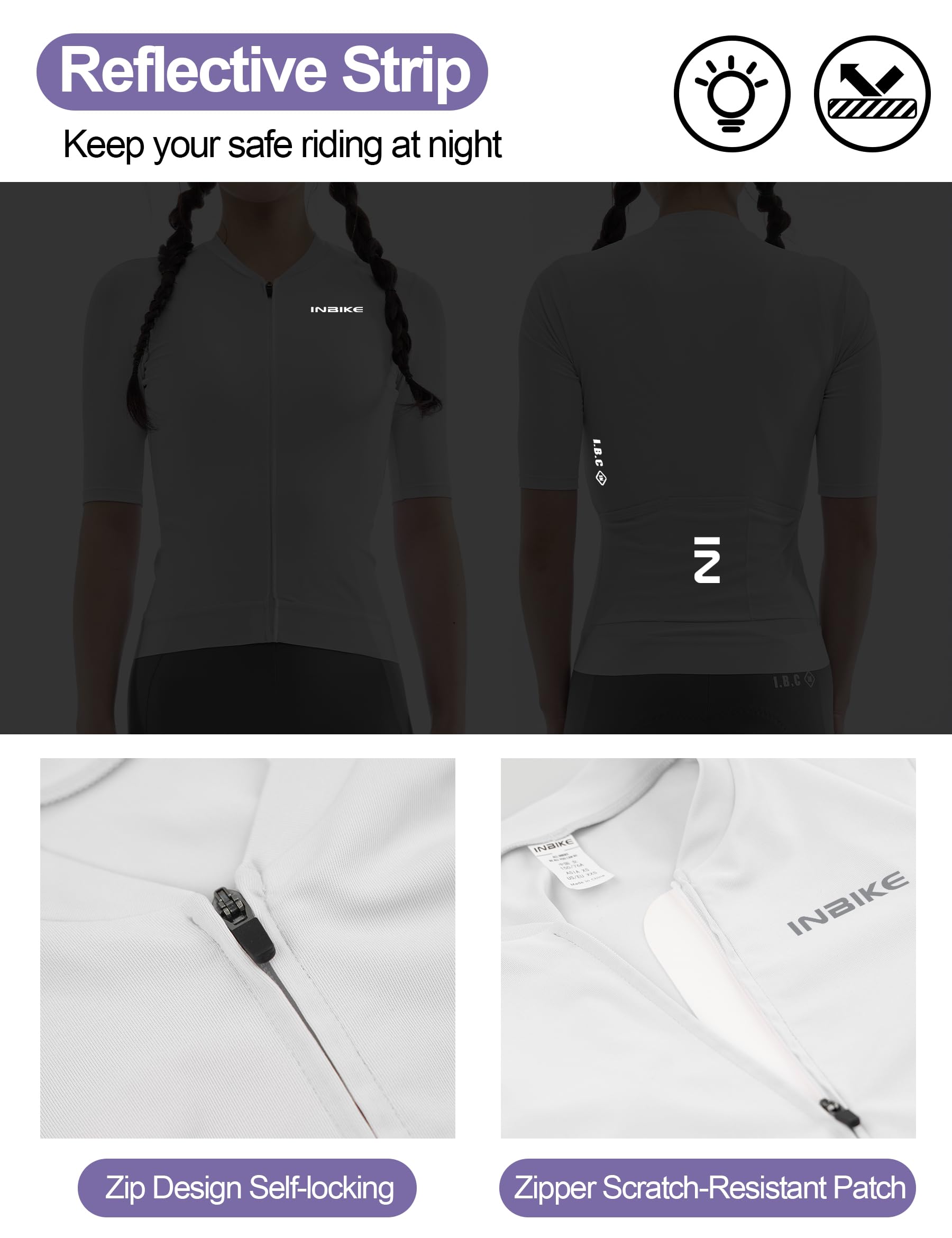 INBIKE Radtrikot Fahrradtrikot Damen Sommer Kurzarm mit 3 Taschen Atmungsaktiv Schnelltrocknend Fahrradsport Frauen WF879
