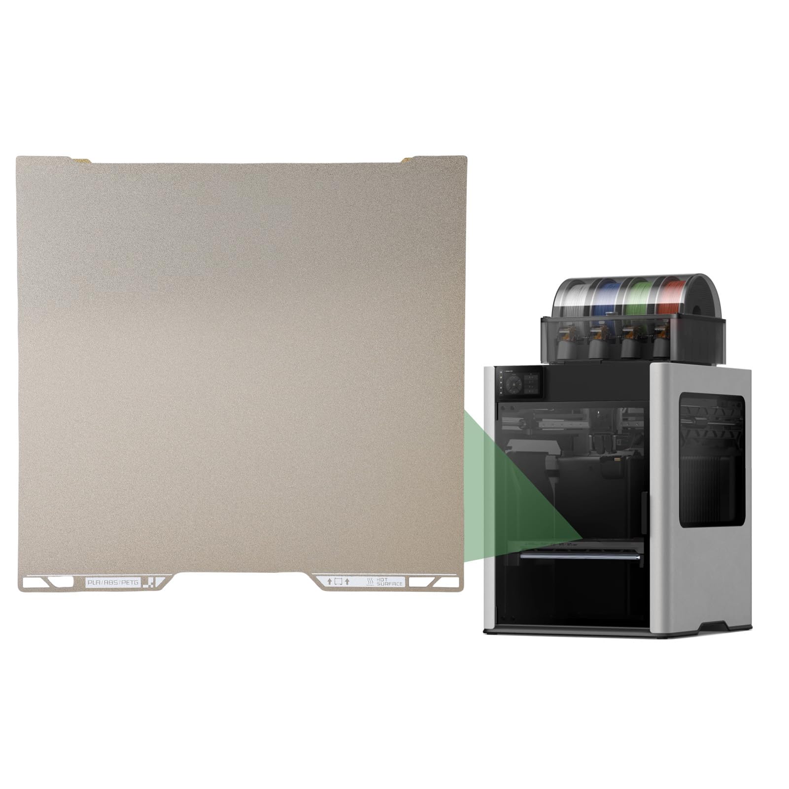 Für Labor H2D -Bauplatte 355x346mm Doppelseitig PEY Flexible Build Platte Flexible Wemovable Feder Stahl Erhitzte Druckbettplattform Für Bambus Labs H2D 3D -Drucker