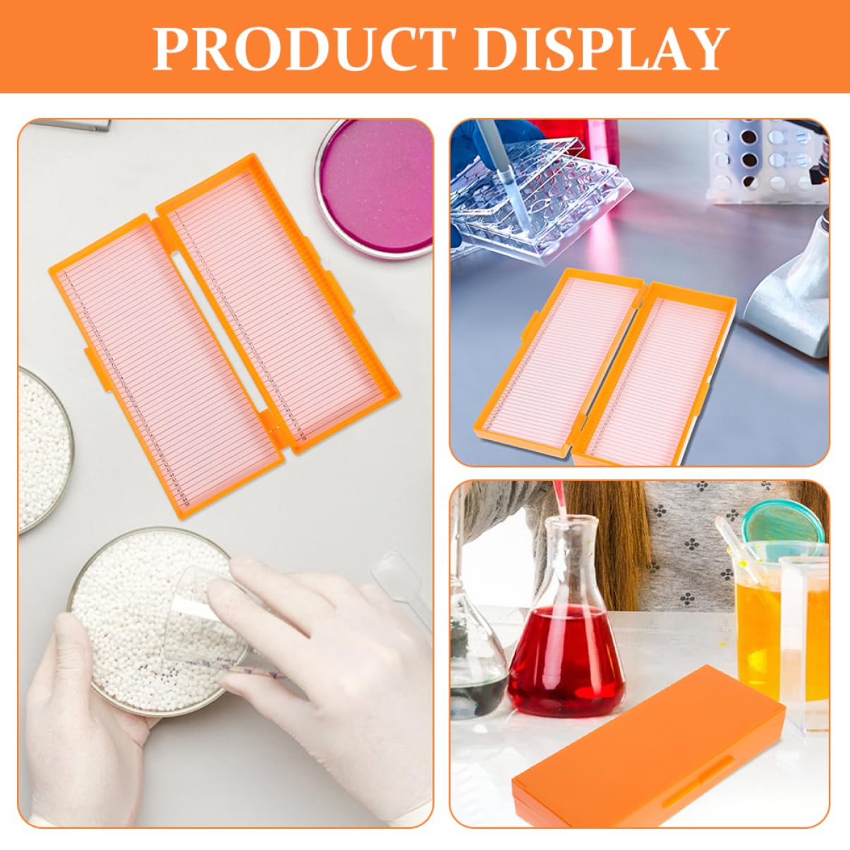 FUNOMOCYA 2pcs Boxes Paper Microscope Slide Storage Tray Microscope Slide Storing Tool Laboratory Supply Slide Storage Boxes Orange Abs