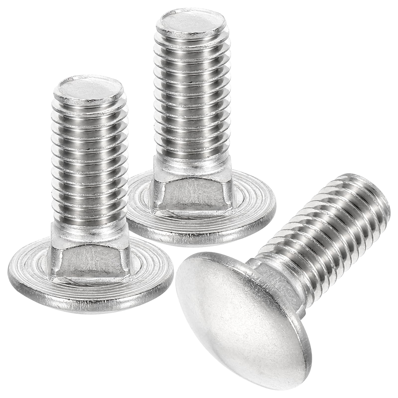 sourcing map 1/2-13x1-1/4" Carriage Bolt, 6pcs Round Head Square Neck Screws, 304 Stainless Steel, Fully Threaded, Silver