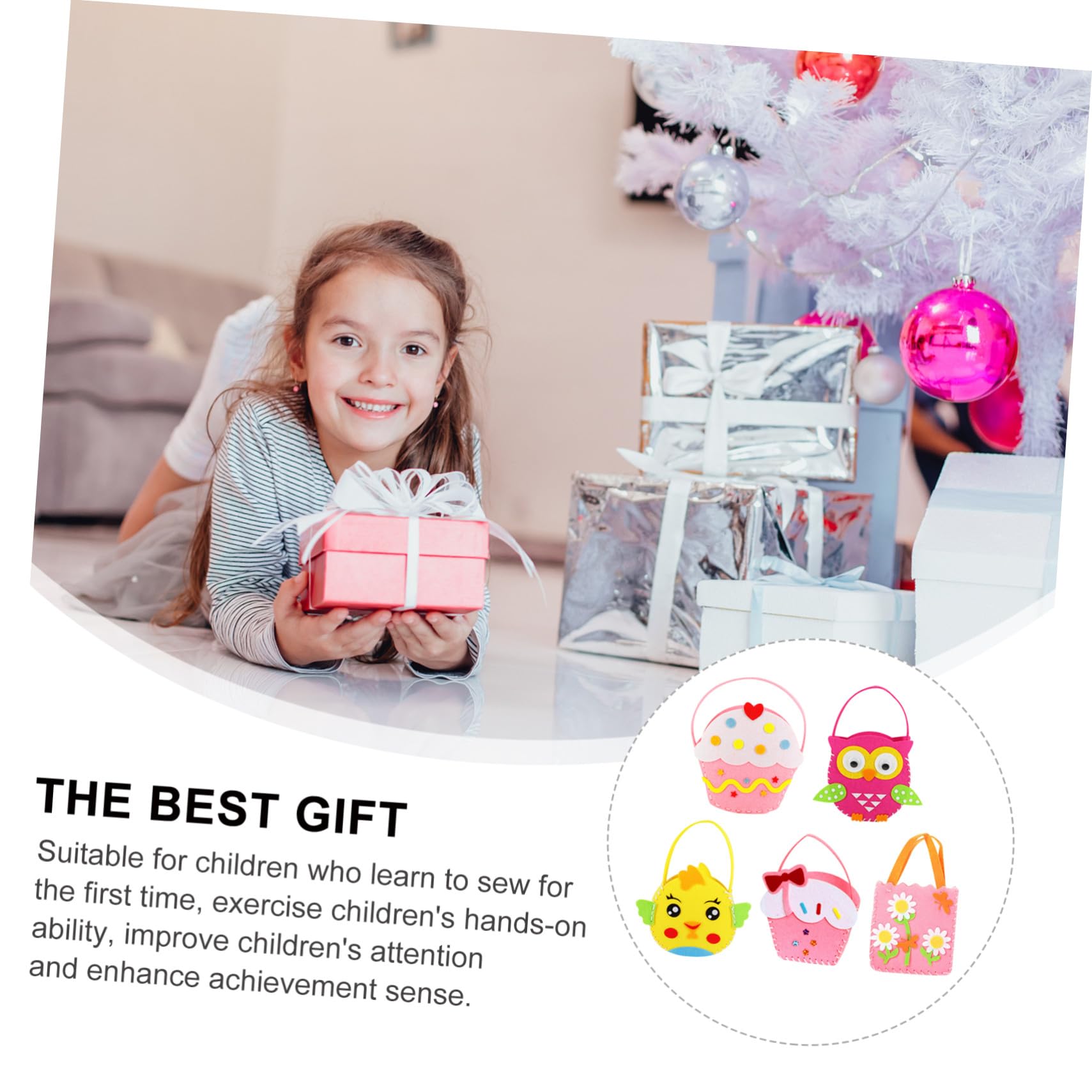 Uonlytech Kit de Couture Paquet Non Tissé Garçon et Filles 5 Pièces Taille Garçon et Filles Tissu Non Tissé Solide Bricolage Éducatif Activité Manuelle Créative Anniversaire Plusieurs styles