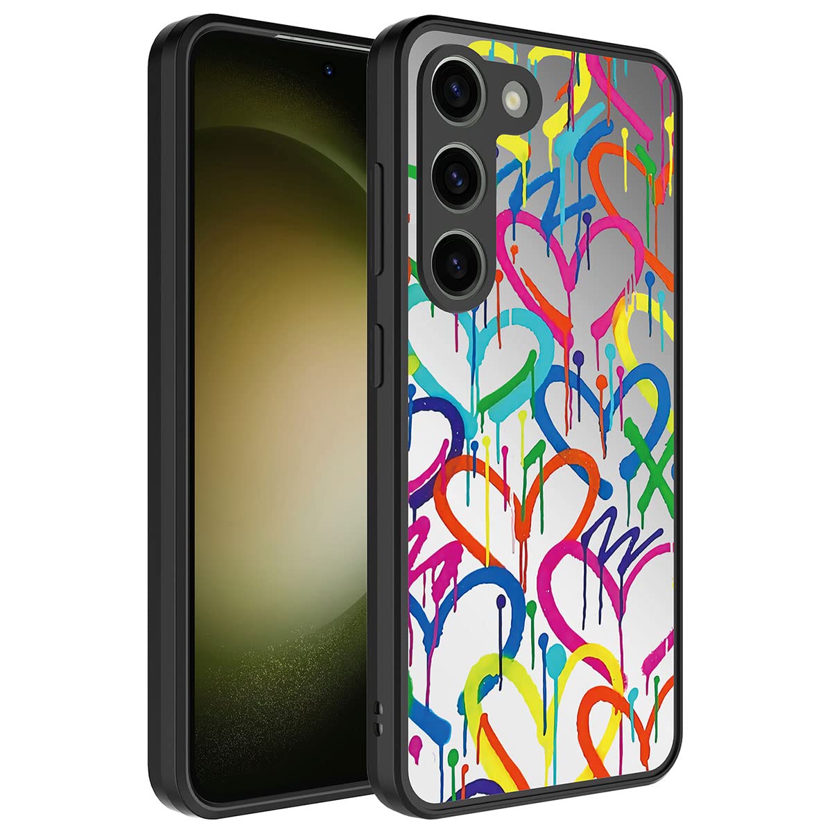 Zore Galaxy ile uyumlu S23 Plus Kılıf Aynalı Desenli Kamera Korumalı Parlak Zore Mirror Kapak Kalp