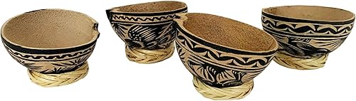 Miniatura 6 de Mezcal Jicaras (tamaño pequeño, vaso de chupito) - Capacidad para 2-3 onzas - Tallado a mano en México con base de fibra natural (negro, 4)