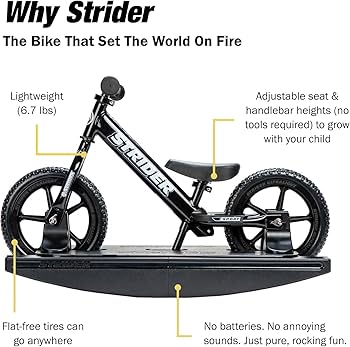 Amazon.com : Strider 12” Pro Bike (Black Pearl) + Rocking Base