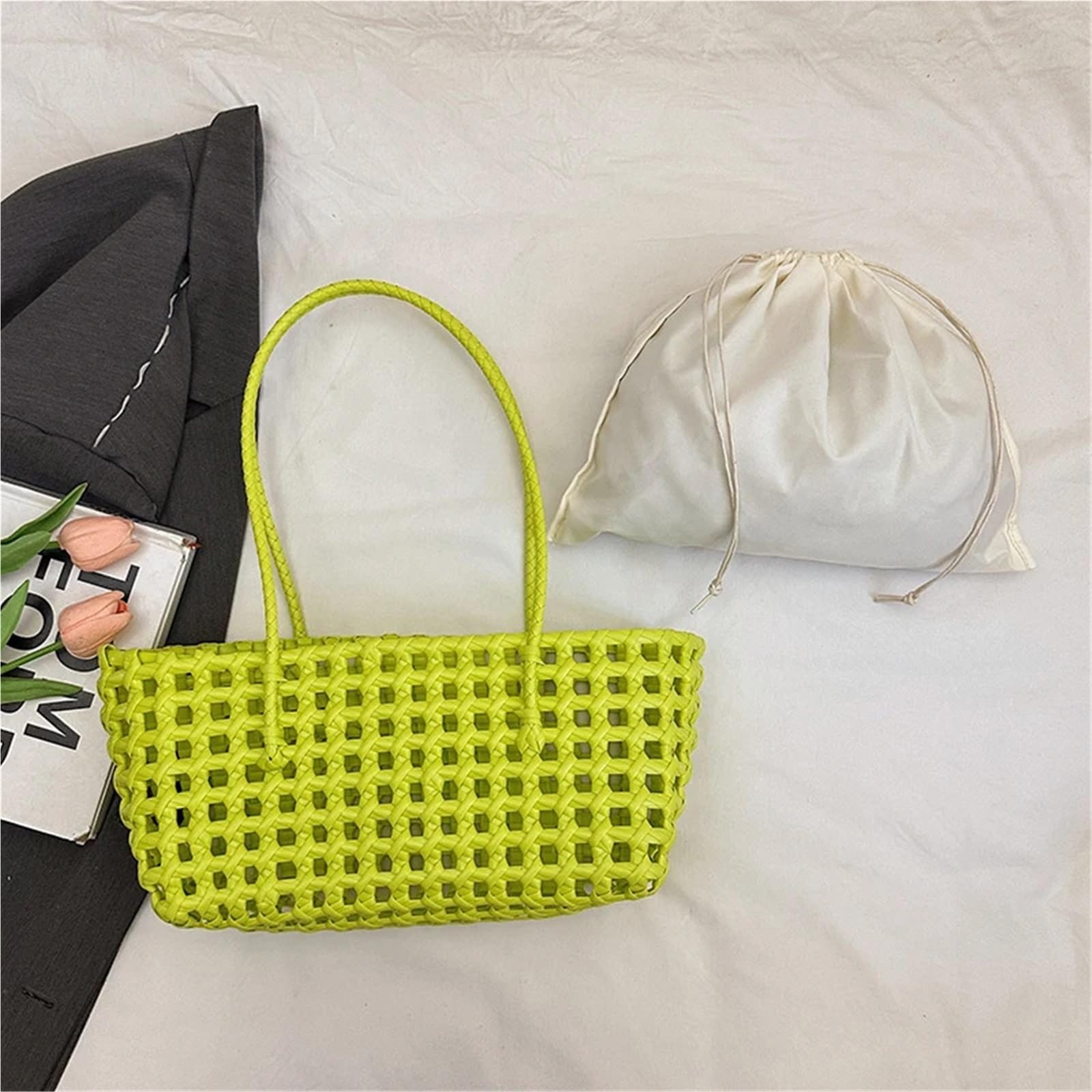 Bolso de Mano Tejido Calado Bolsos de hombro calados tejidos for mujer, bolso mano verano, bolsos y monederos playa for