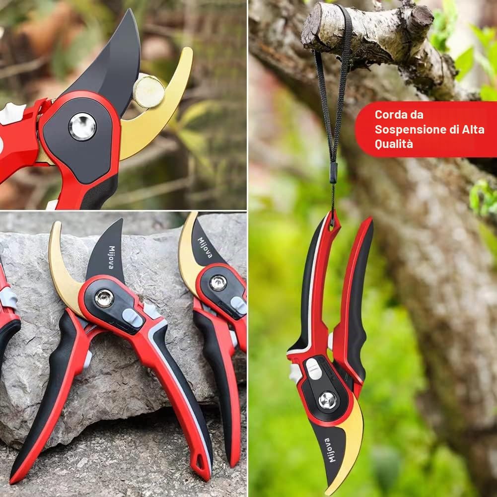 Cesoie Potatura, Affilate Cesoie Per Piante in Acciaio Inox, lame di Precisione SK5, Robuste Cesoie da Giardino, Utilizzabili Come Cesoie Per Rose, Cesoie Per Rami, Cesoie Per Siepi