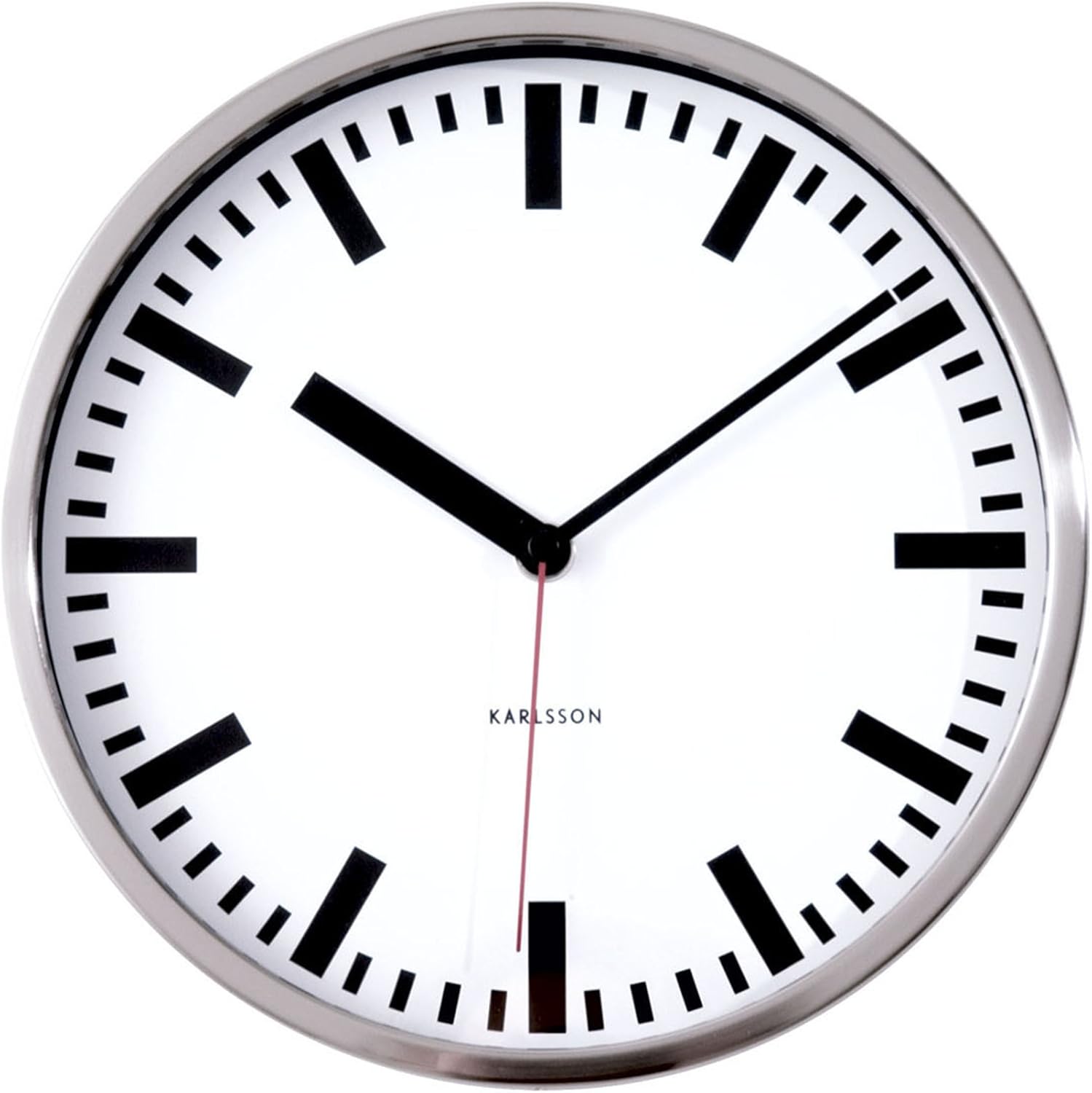 Present Time Karlsson Wall Clock Station Steel Polished Amazon.co.uk