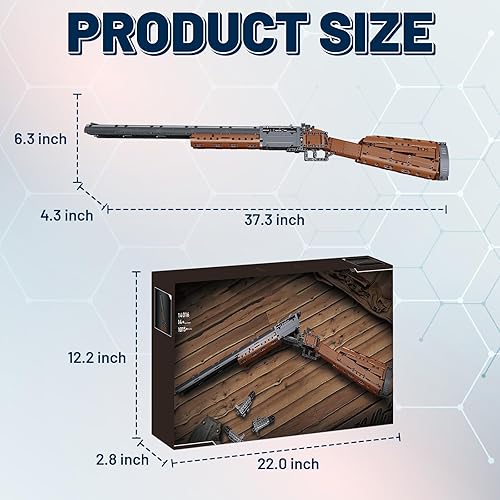 Miniatura 6 de Juego de pistolas de bloques de construcción, modelo de 1015 piezas, kit de construcción técnica para pistolas de juguete de doble cañón para