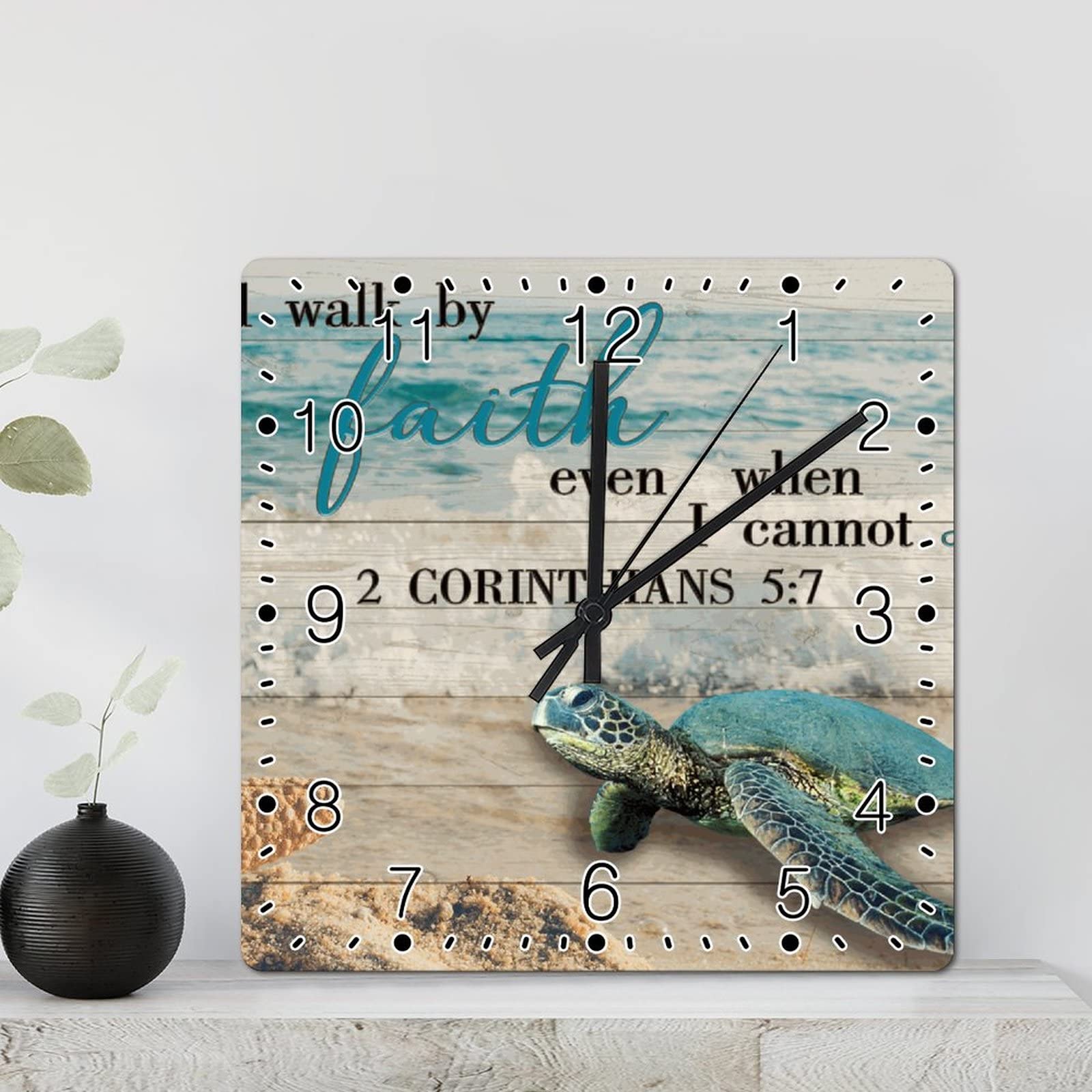 Horloge murale bois vintage 30 cm suspendue pour cuisine rustique à pile