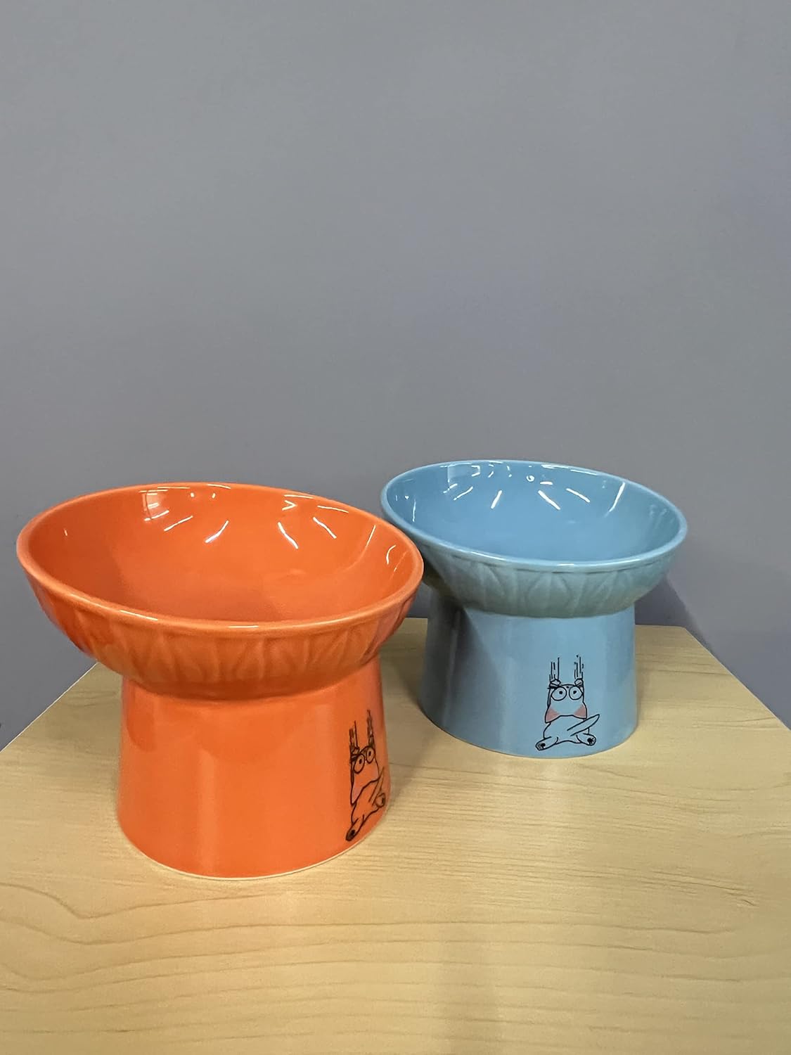 6.5 Inch Extra Wide Raised Tilted Cat Food Bowls, Ceramic