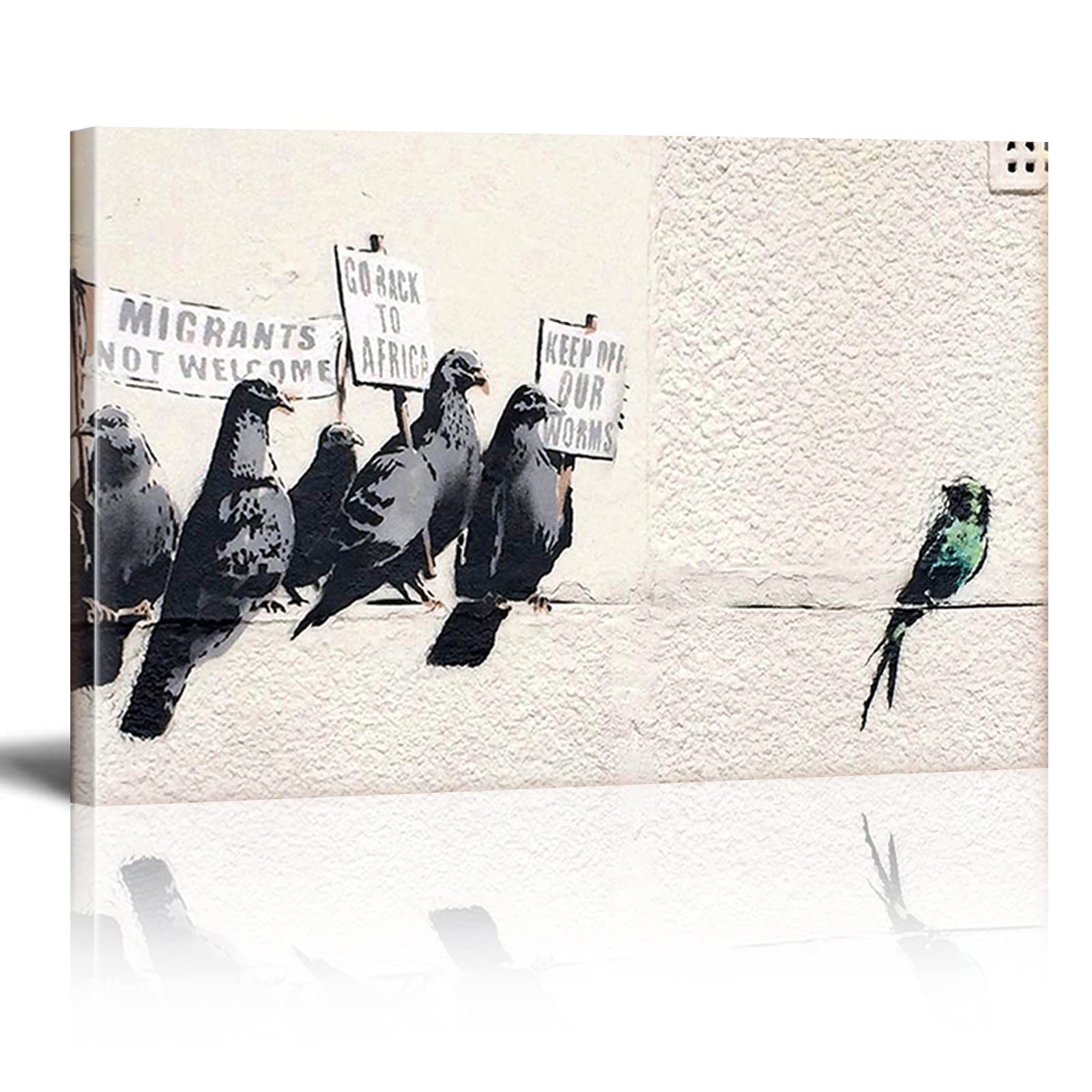 DQTUYIOP Banksy Canvas Wall Art for Living Room Bedroom Immigration Discrimination 60x80cm Large Wall Art Inspirational Quotes Paintings Artwork Classic Street Artwork Hallway Stair Decorations
