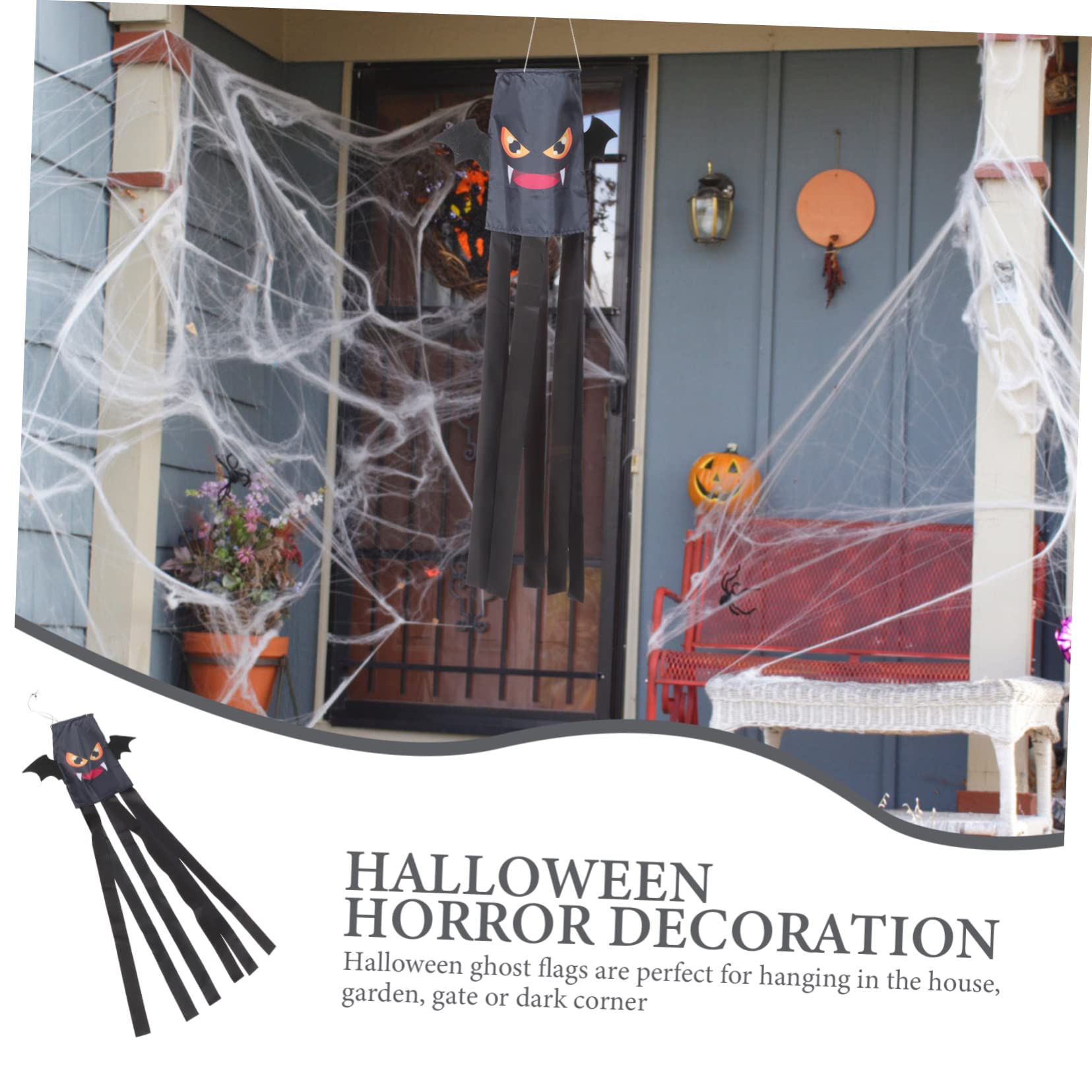 POPETPOP 4 Pz manica a di Halloween manica a pipistrello di Halloween decorazione da appendere fantasma bandierine spaventapasseri calza antivento in nylon