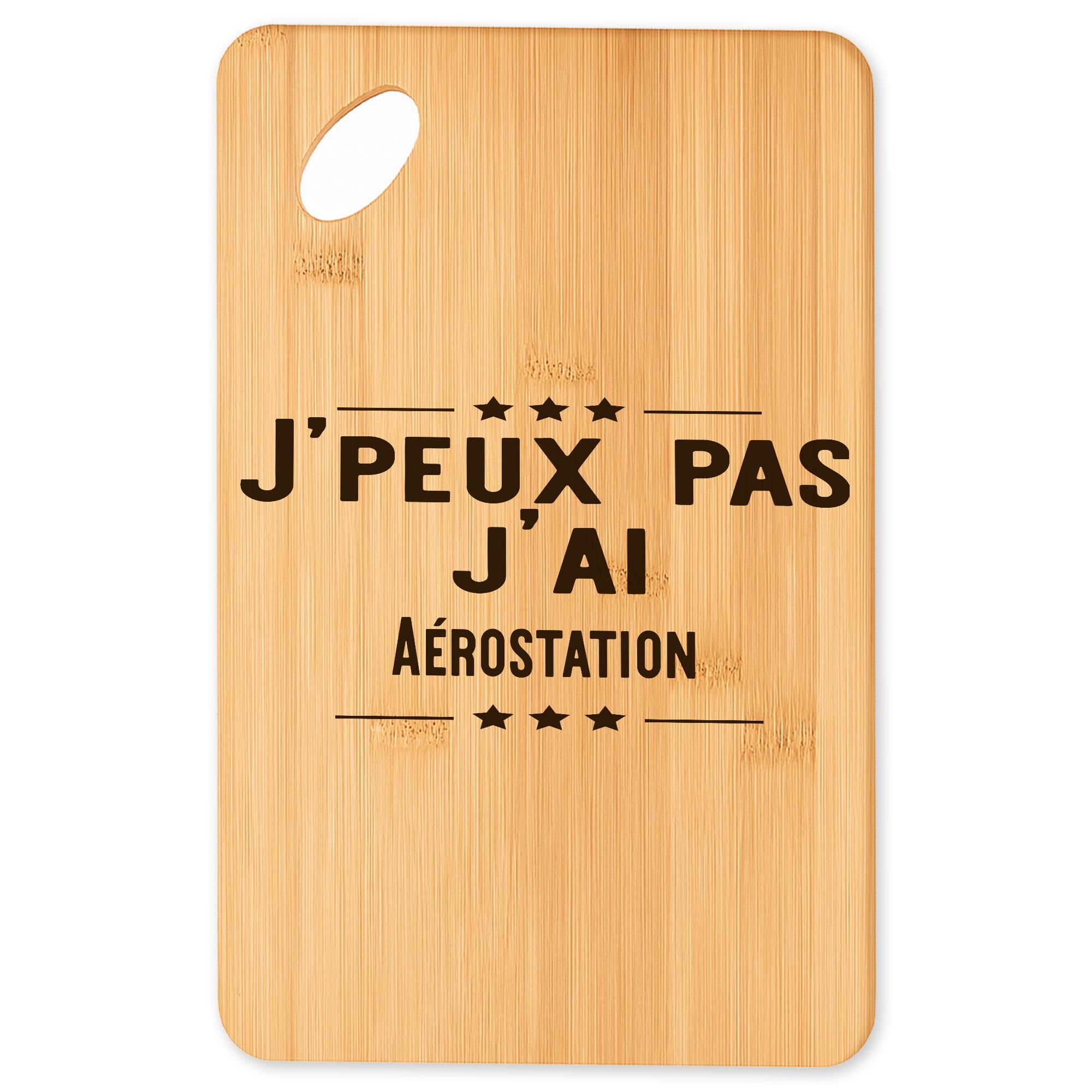 Cadeau original cuisine : planche en bambou gravée Aerostation pour amateurs de barbecue