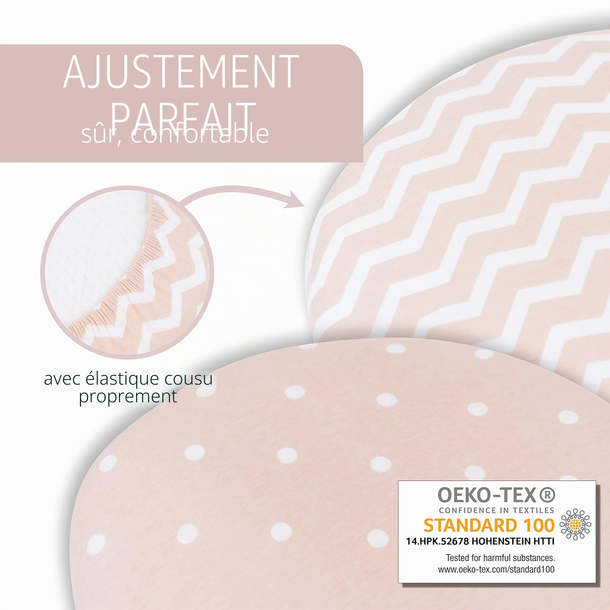 mimaDu – Lot de 2 Drap Housse pour bébés en 100% Coton Oeko-Tex 80 x 40 cm, également adapté pour 78 x 36 et 80 x 35 pour poussettes, Lits bébé, Matelas bébé, Berceau, Couffins (Vieux Rose)