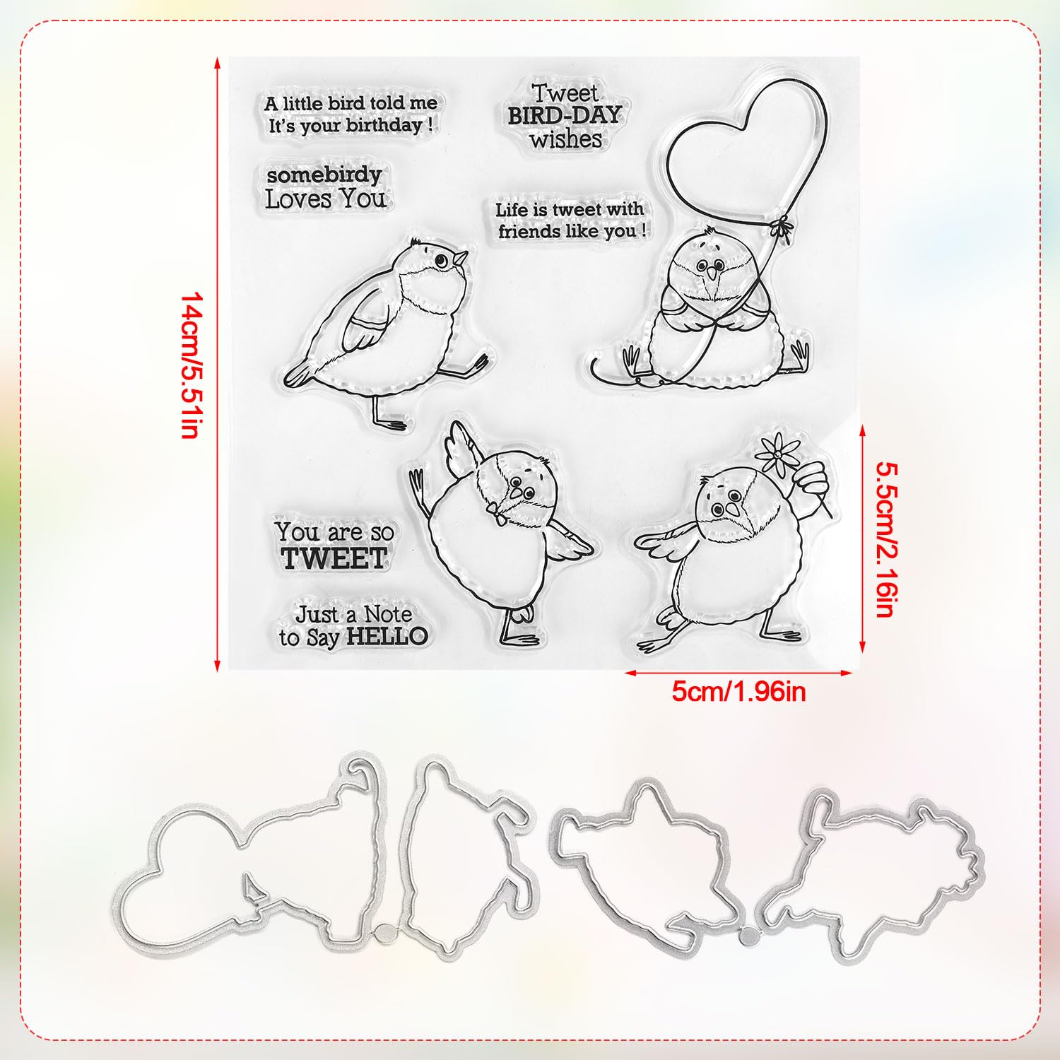 Stamps and Dies for Card Making Metal Animal Cutting Die Stamp with Heart Funny Birds Stamps and Dies with Silicone Stamp for Paper Albums DIY Arts Crafts - Image 2