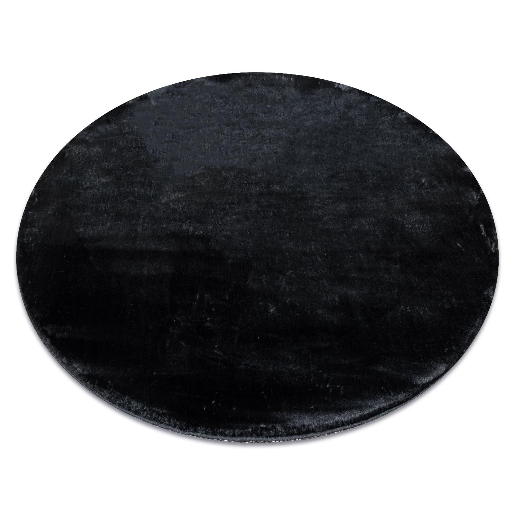 Tapis cercle visco gris foncé anti-froid en peluche pour sols de chambre