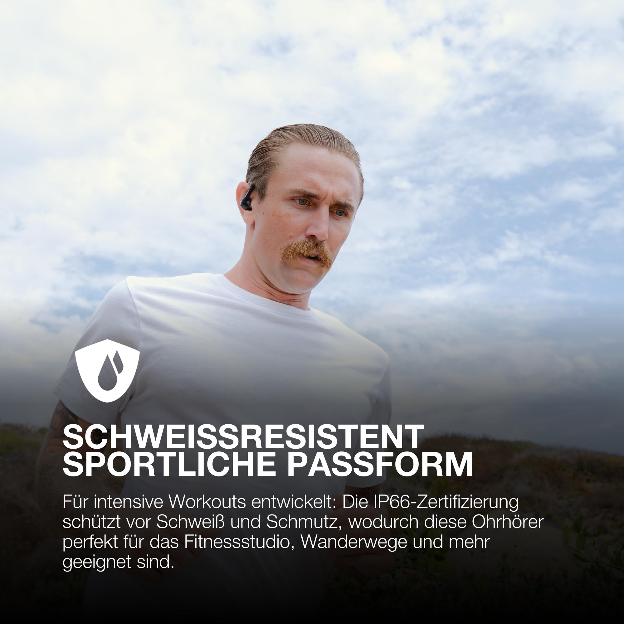 JLab Epic Air Sport Gen 3 ANC Kopfhörer In Ear - Bluetooth 68+ Std. | Sportkopfhörer, Noise Cancelling True Wireless kabellos mit Bügel, IP66-schweißresistent, USB-C-Ladebox