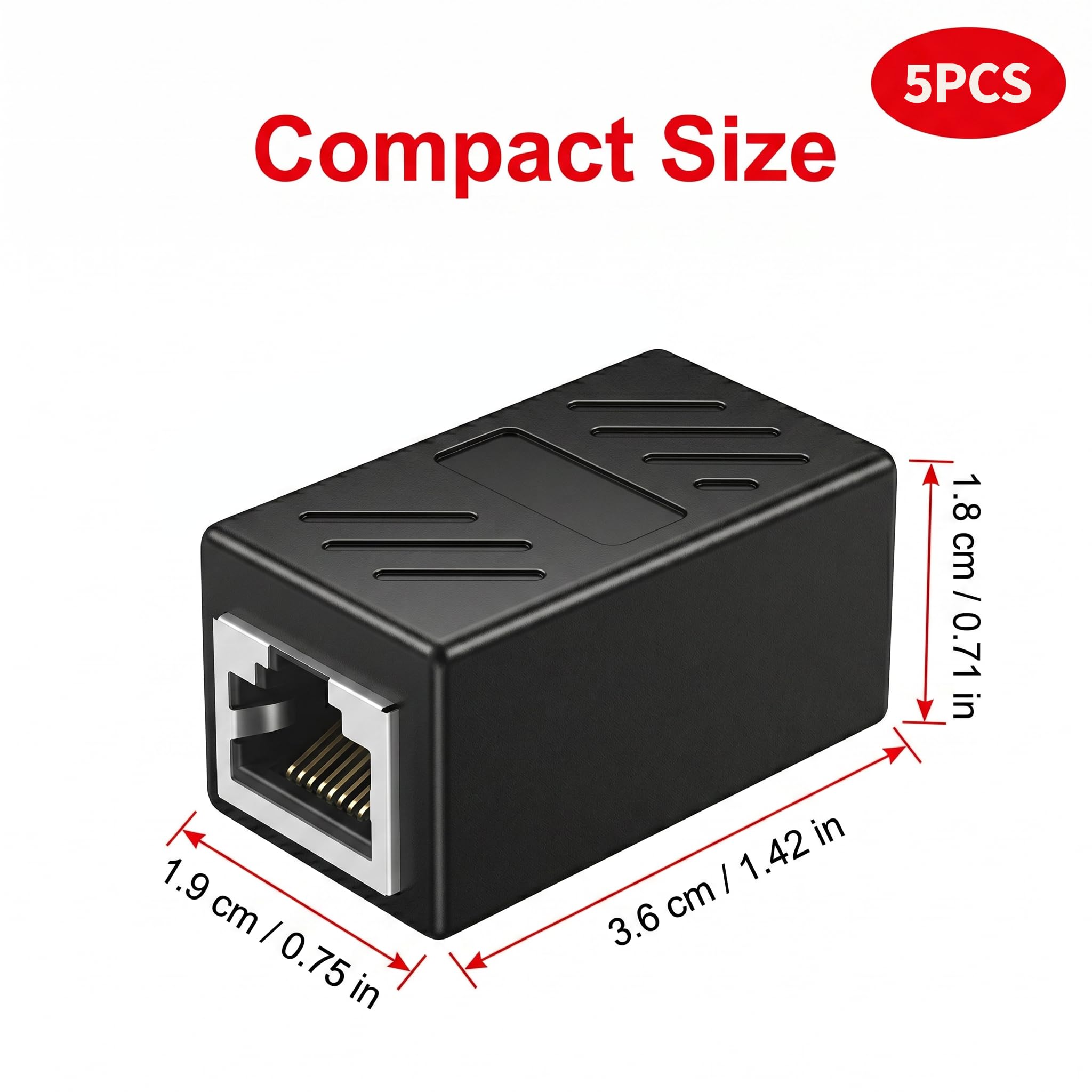 5 Stück RJ45 Kupplung, LAN Kabel Verbinder Buchse auf Buchse Verlängerung Adapter 8P8C für Cat7, Cat6, Cat5e, Cat5 Netzwerkkabel Netzwerk Koppler für Router Patchkabel Switch Home Office