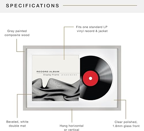 Miniatura 4 de MCS Marco para álbum de discos de doble ranura, gris, 16.5 x 25 pulgadas