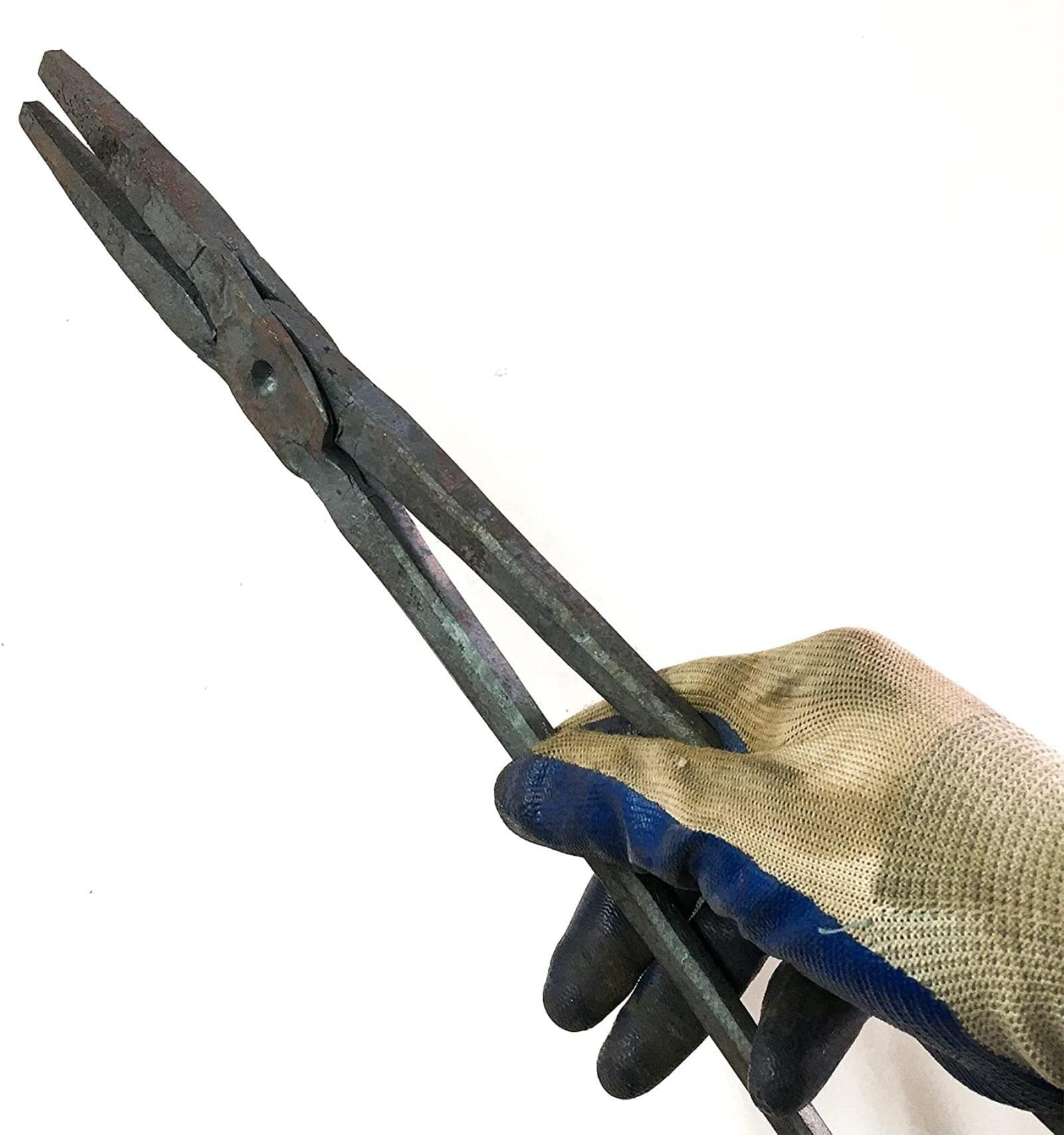 Tenazas de herrero,Tenaza de forja Ponga de herrero Ponga plana de herrero pinzas afiladas 2 Pcs Ponga de herrero for ingeniero herrero y forra, un (Color : B)