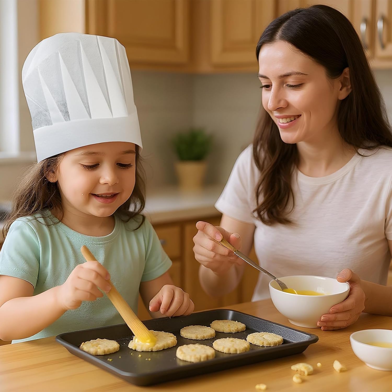 20pcs Paper Chef Hats for Kids Disposable Chef Hats Bulk White DIY Chefs Hat for Baking Cooking Activity Pizza Party Girls Boys