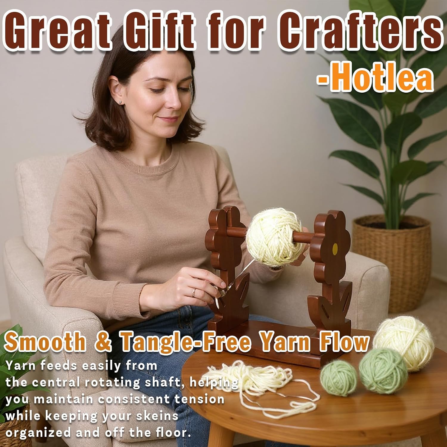 Wooden Yarn Holder, Flower-shaped Yarn Storage Organizer, Yarn Management, Crochet Knitting Accessories, Gift for Crochet Lovers