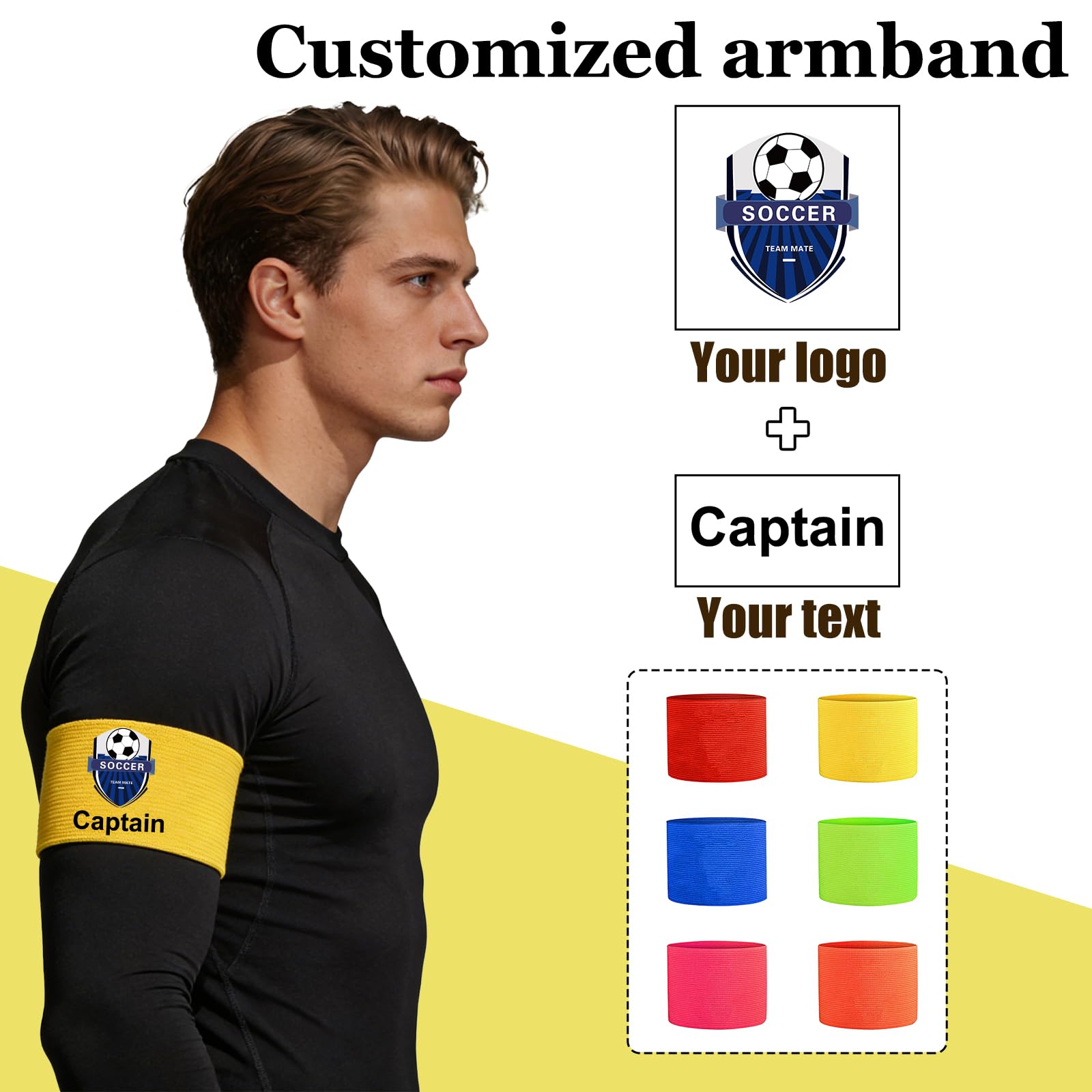 Fascia da Capitano Personalizzata per Sport, Bracciale Da Capitano Personalizzato ConTesto, Icona, Taglie in Colori Vari, Adattabile per Calcio, Rugby, Pallacanestro, Eventi Collettivi (Red) - 2