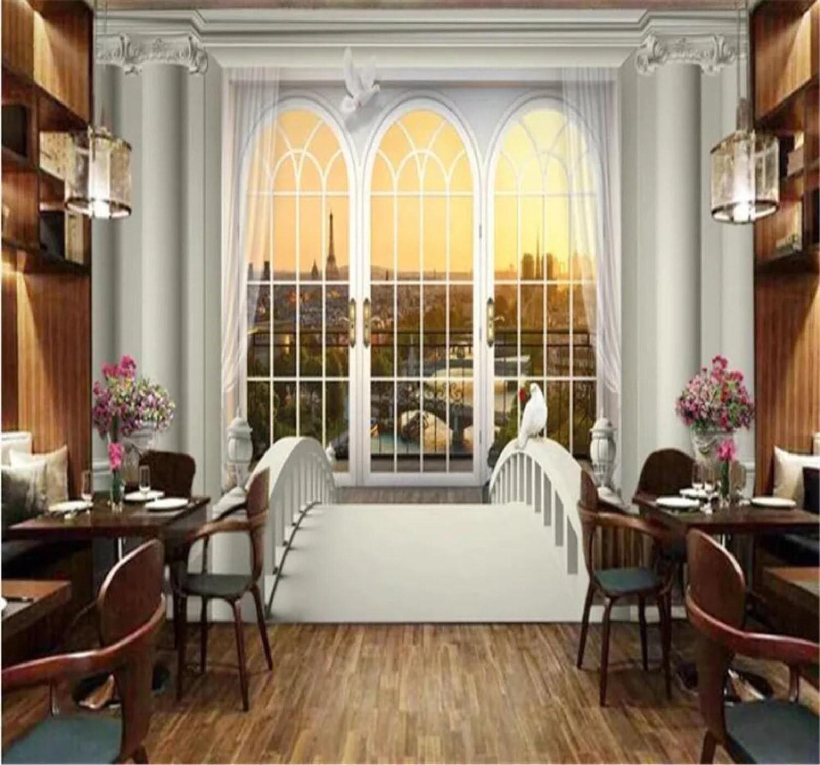 Tzxztt Creative Unique Three Dimensional Palace Architecture Modern 3D Wallpaper Premium Textured Silk Neutral Tones Material Ideal for Living Room Bedroom-350cm×256cm