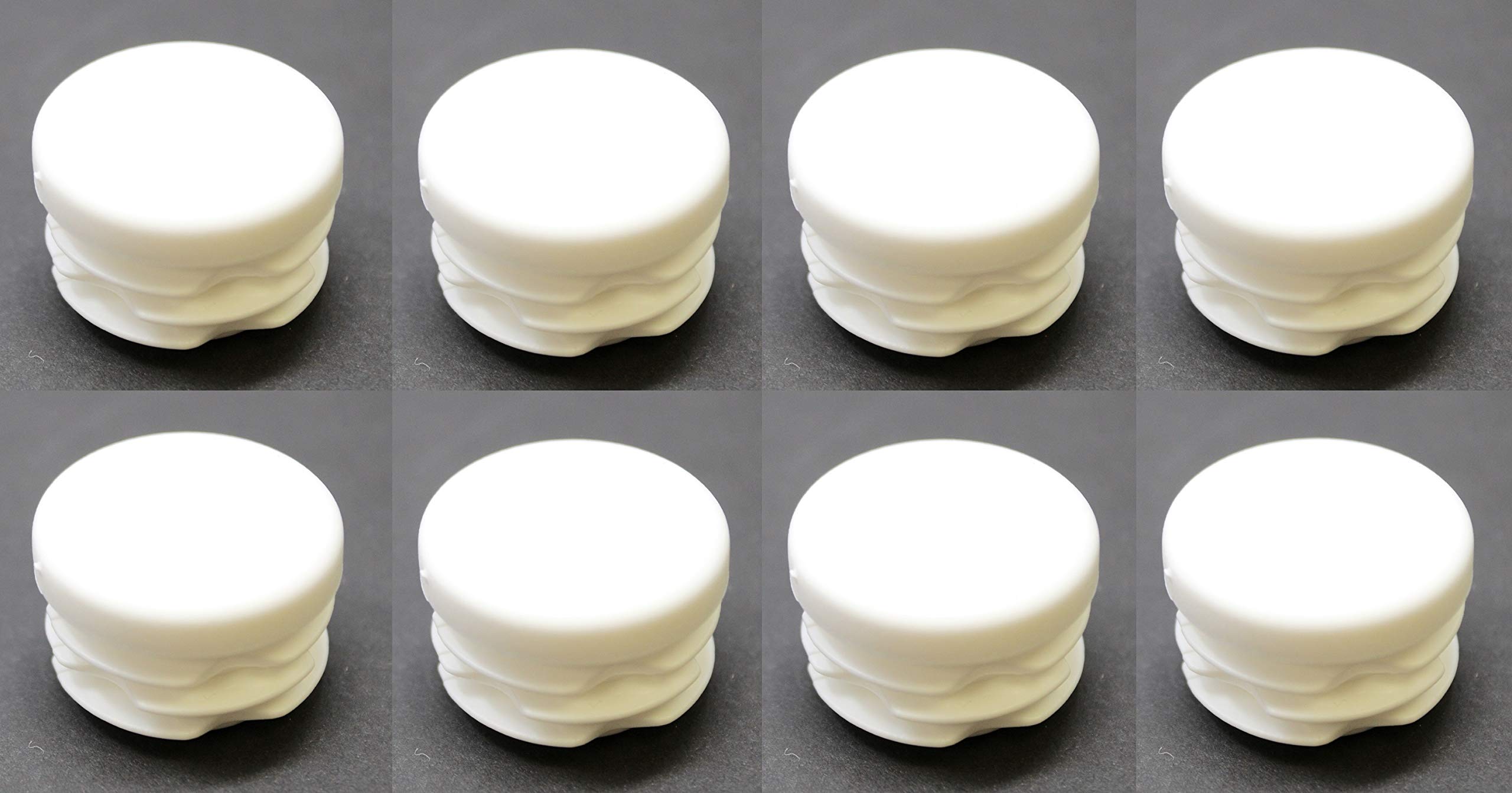 White 1" Round Tubing Plastic Hole Plug End Cap, 1 inch OD Tube Pipe Cover Plug, Heavy Duty Plastic Plug Cap Insert, Durable Chair Glide (8)