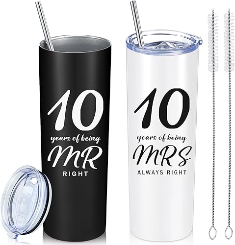 Cunhill Juego de 2 tazas de café de aniversario de boda con tapa para abuelos y padres (10 recto)