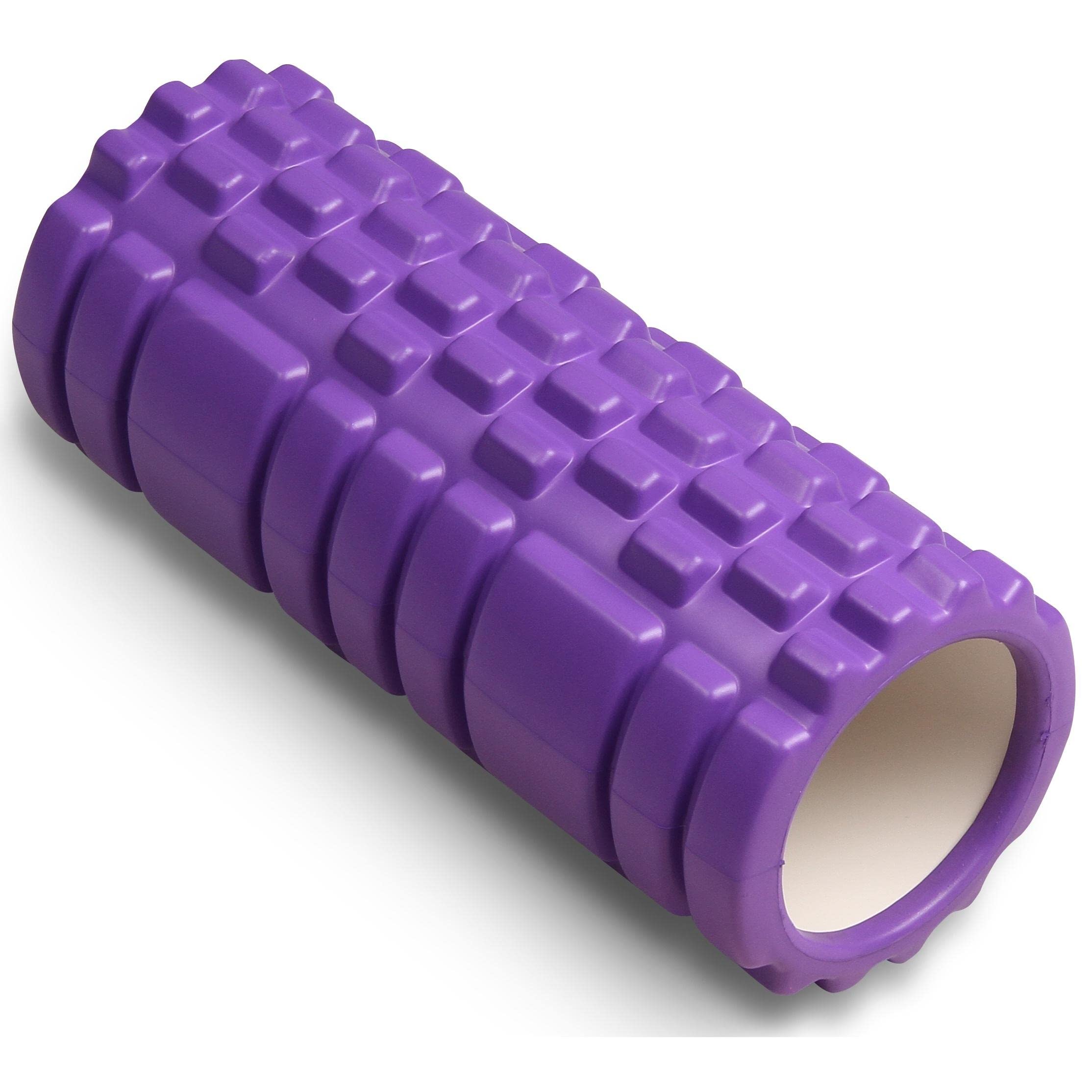 DRUNA Rullo in schiuma rotondo per massaggio muscolare Pilates Yoga Rullo in schiuma PVC Fitness INDIGO 33 * 14 cm (Viola)