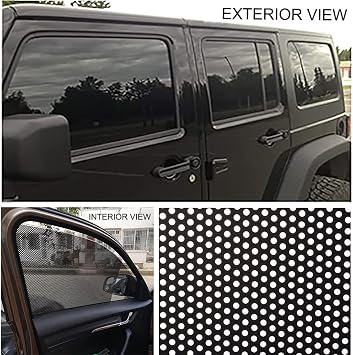 XhuangTech Perforated Vinyl Window Film Black to Prevent Bird Strike,Perforated Black Vinyl Privacy Window Film ,Privacy Protecting Self Adhesive Glass Stickers