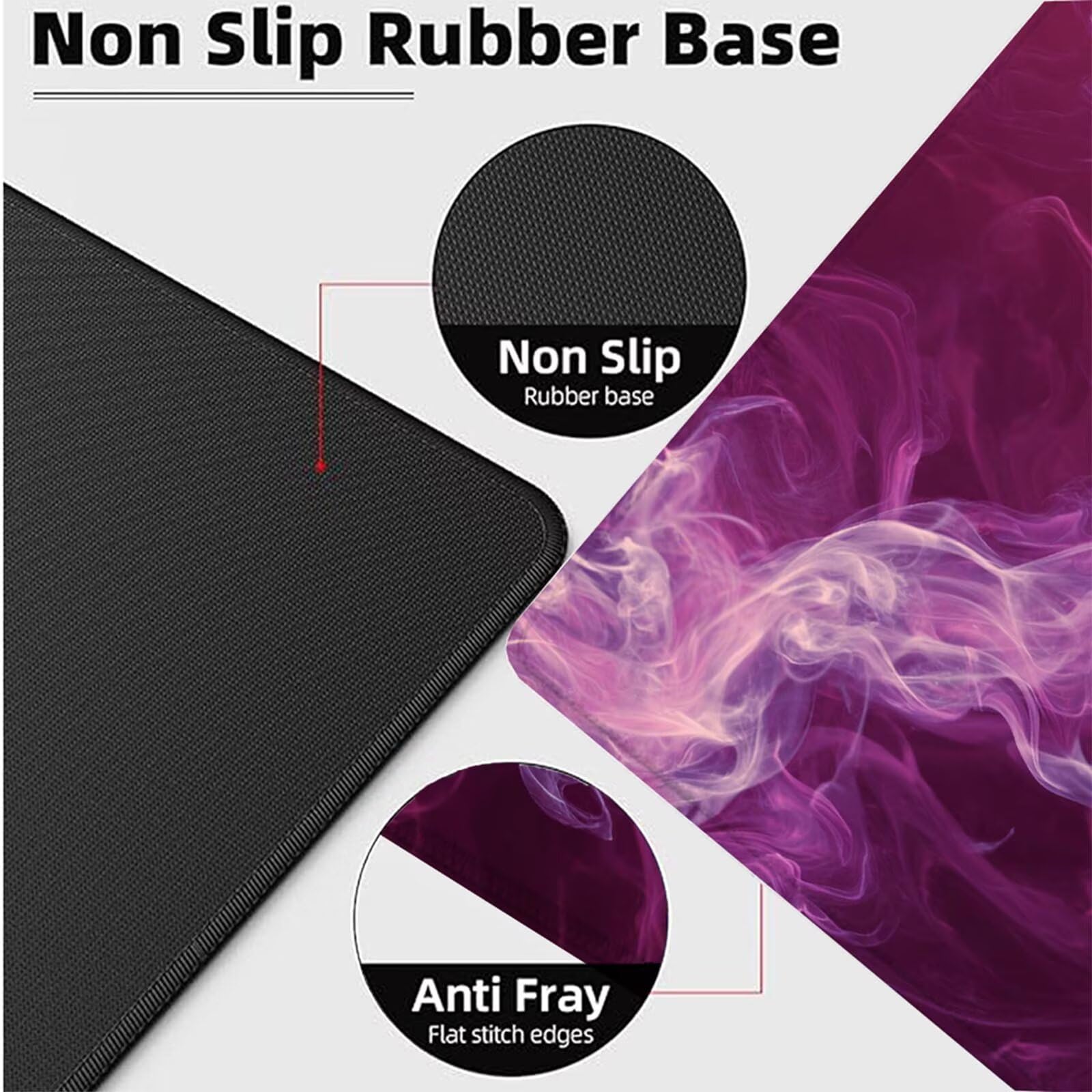 Gamingowa podkładka pod mysz 1200 x 600 x 3 mm, XXL, wodoszczelna, odporna na ścieranie, z przyszytymi krawędziami, fioletowa, podkładka na biurko, poprawia prędkość i precyzję pod laptopa, komputer