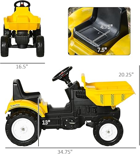 Miniatura 7 de Aosom Excavadora de Montar con Cubo de Control Manual, Carro de Pedales Tractor Sin Motor, Juego de Simulación con Avance y Retroceso, para Edades